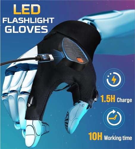 Gants de lampe de poche LED étanches, gants de mécanicien