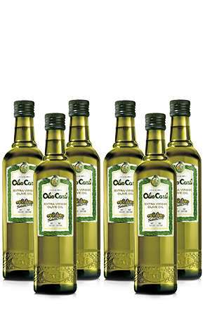 Pack de 6 bouteilles d'huile d'olive Fratelli Carli Vierge Extra (6x50 cl) + carafe à huile en céramique - OlioCarli.fr