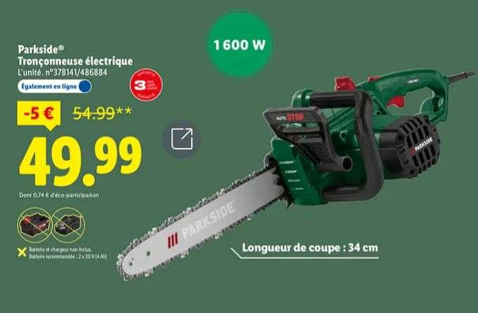 Tronconneuse Electrique Parkside Lidl