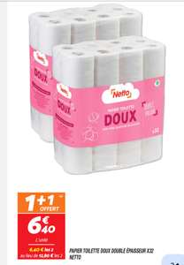 64 rouleaux de papier toilette Doux Netto - double épaisseur, 2x32 rouleaux