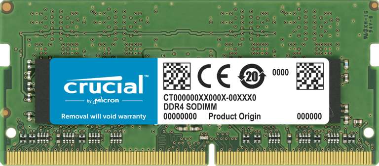 Kit Mémoire RAM DDR4 Crucial - 32 Go, 3200 MHz, CL22 (UDIMM ou SODIMM)