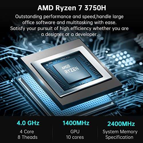 Mini PC NiPoGi - AMD Ryzen 7 3750H, 16 Go RAM DDR4, 512 Go SSD, Windows 11 Pro