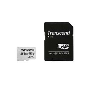 Carte mémoire SDXC Transcend U3 V30 A1 - 256 Go avec adaptateur (TS256GUSD300S-AE)