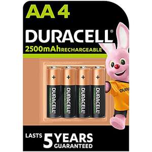 Lot de 4 piles rechargeables Duracell Rechargeables AA 2500 mAh
