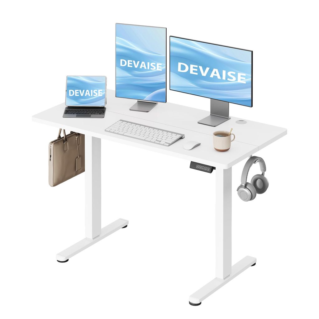 Bureau Assis Debout Électrique Devaise - 120×60 cm, moteur silencieux avec 3 mémoires (Vendeur Tiers)
