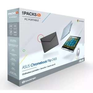Pack PC Portable 14.2" Asus Chromebook C433TA - Full HD, Intel M3-8100Y, 8 Go de RAM, 128 Go eMMC + Sacoche + Souris sans fil