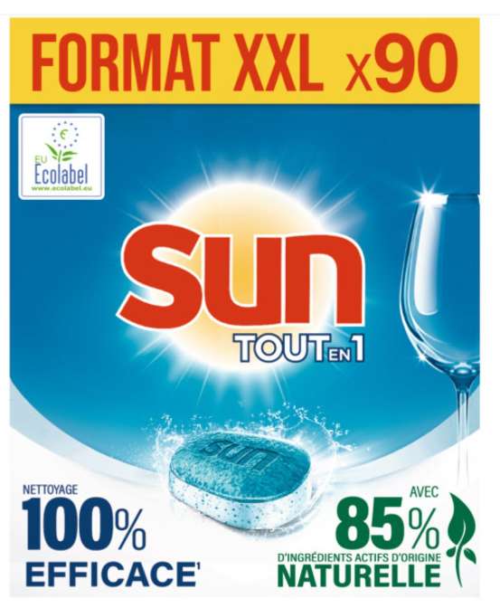 Paquet de 90 tablettes lave-vaisselle Sun tout-en-un - Différentes variétés (Via 15.03€ sur Carte Fidélité)