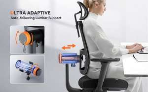 Chaise ergonomique NEWTRAL MAGICH002 - dossier à suivi automatique, support adaptatif du bas du dos, appui-tête réglable, accoudoir 4D