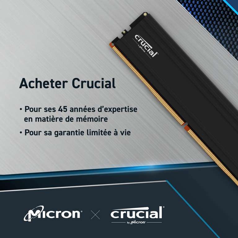 Kit de Ram Crucial Pro DDR5 48Go 6000MHz - 2x24Go