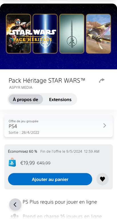 Pack Héritage Star War (dématérialisée) PS4