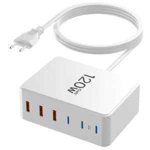 [Prime] Chargeur USB Multiple avec 3 port Type C et 3 USB A - 120 W via coupons Amazon (Vendeur tiers)