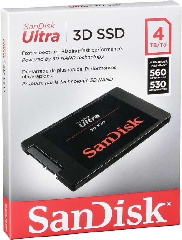 SSD interne 2.5" SanDisk Ultra 3D - 4 To, TLC 3D, Cache DRAM