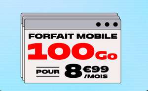 Forfait mobile NRJ Mobile 4G Appels/SMS/MMS illimités + 100 Go de DATA dont 14 Go en Europe/DOM (sans engagement)