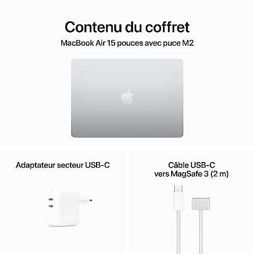 PC Portable 15.3" Apple MacBook Air 15' - Puce M2, RAM 8 Go, SSD 256 Go