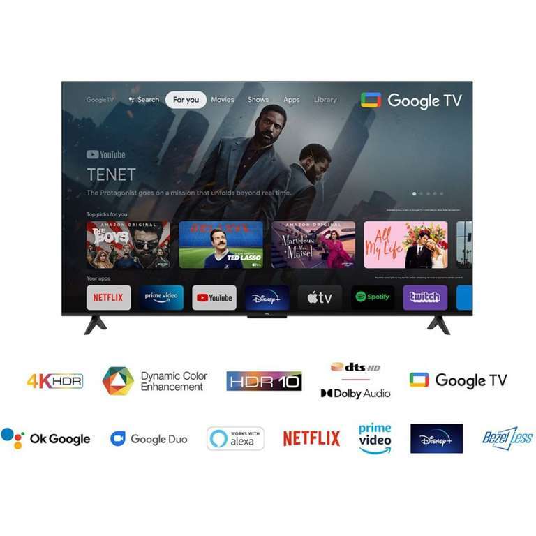 TV 58" TCL 58P635 (2022) - LED, 4K UHD, 50 Hz, HDR, Google TV (+19.95€ en Rakuten Points) - Boulanger