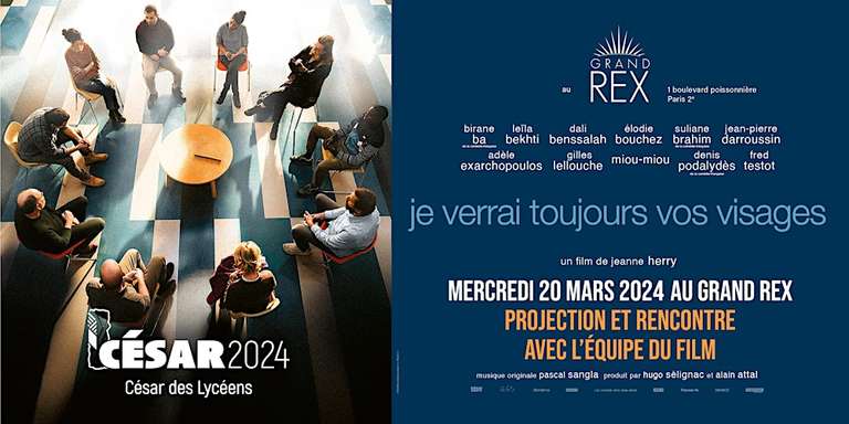 500 places gratuites pour la projection et la présence de l’équipe du film "Je Verrai Toujours Vos Visages " au Grand Rex - Paris (75)