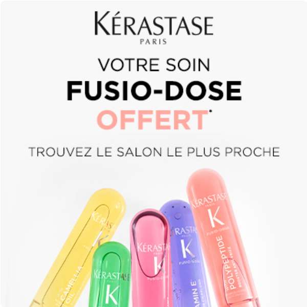 Prestation de soin Fusio-Dose Kérastase offert dans un salon de coiffure participant (offre.kerastase.fr)