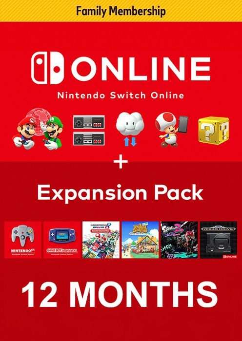 Abonnement Nintendo Switch Online Famille 1 an + PACK additionnel (dématérialisé)
