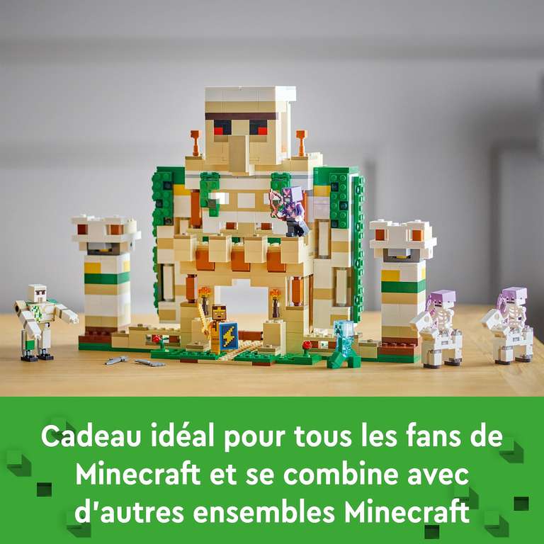 LEGO 21250 Minecraft La Forteresse du Golem de Fer, Château Qui se Transforme en Grande Figurine, avec 7 Minifigurines
