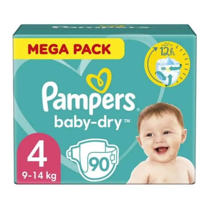 2 Paquets de Couches Pampers Pampers Baby-Dry Méga Pack