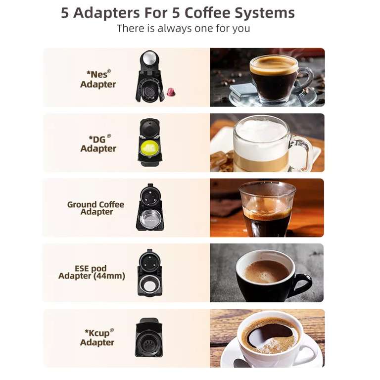 Cafetière multi-capsules Hibrew H2B - 19 bars, compatible Nespresso, Dolce Gusto, café moulu, Kcup et dosettes ESE (Entrepôt EU)