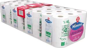Lot de 48 rouleaux de papier toilette Mimosa Ultra Doux double épaisseur roses ou blancs