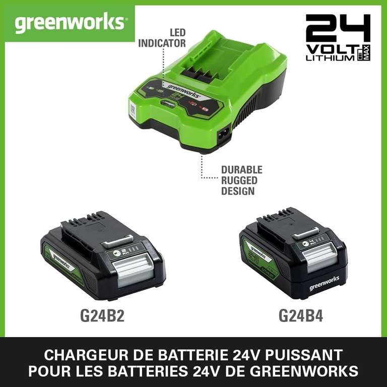 Batteries Greenworks 24V 4Ah ASUNCELL - Lot De 2, Compatibles G24B2, G24B4, 29842, 29852