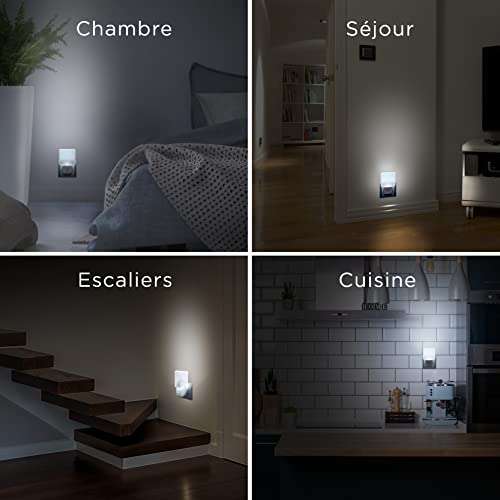 Veilleuse LED Integral - Détecteur Automatique Jour/Nuit, Format Prise Electrique, Blanc Mat