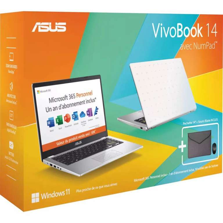 PC Portable 14" Asus Vivobook E410MA-BV2224WS - HD, Intel Celeron N4020, 4 Go RAM, 128 Go eMMC, Windows 11S