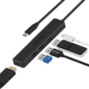 Hub USB-C Sabrent HB-TC5P - 1x Type-C Power Delivery 60W, 1x HDMI 4K, 1x USB 3.2, 2x USB 2.0 (Vendeur tiers)