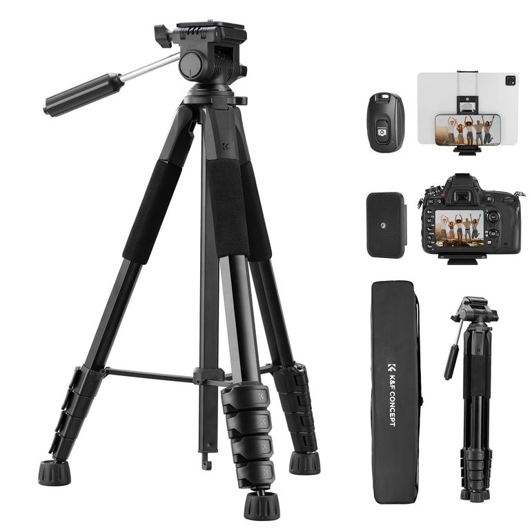 Trépied Appareil Photo K&F Concept 190cm pour Smartphone et pour DSLR Nikon Canon Sony — promo Tech