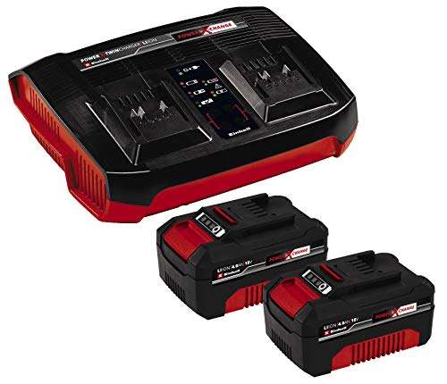 Pack batteries 18V Einhell - 2 batteries 18V 4.0Ah + Chargeur double Einhell Power Twin Charger
