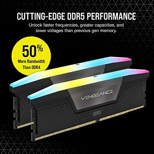 Kit mémoire RAM DDR5 Corsair Vengeance - 32 Go (2 x 16 Go), 6400 MHz, C32, RGB