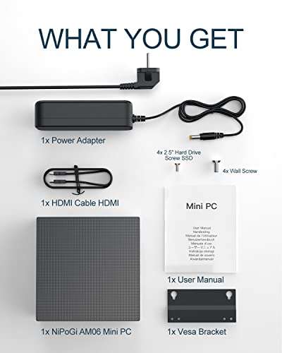 Mini PC NiPoGi AM06 - Ryzen 7 3750H, RAM 16 Go, SSD 512 Go, RX Vega 10, W11 Pro (HDMI, DP, Type-C, RJ45, 5x USB) - Vendeur tiers