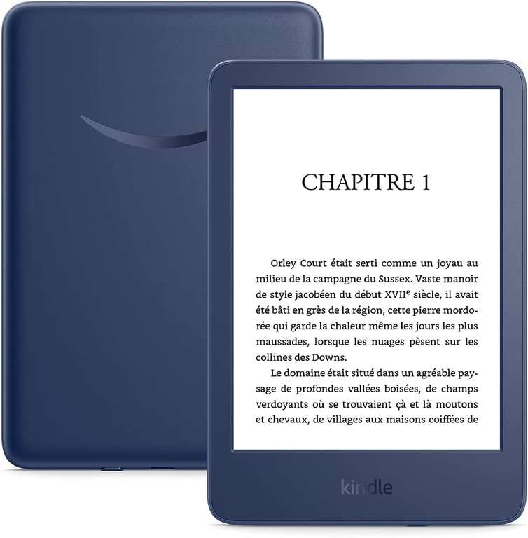 [Prime] Liseuse 6" Kindle (2022) - 16 Go, Écran 300 ppp, Noir ou Bleu (Avec publicités à 69.99€ & Sans publicités à 79.99€)