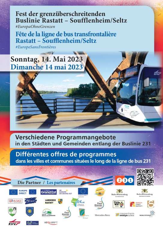 Bus et animations gratuits le 14 mai - Fête de la ligne de bus transfrontalière Rastatt – Soufflenheim/Seltz (67)