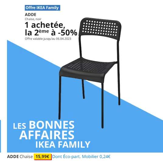 lot de 2 Chaises Adde - Noir [Ikea Family]