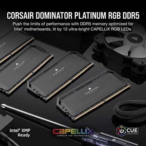 Kit mémoire Ram DDR5 Corsair Dominator Platinum RGB 32 Go (2x16 Go) - 5600, CL36