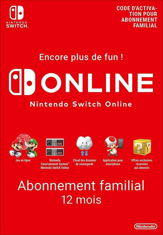 Abonnement de 12 Mois au Nintendo Switch Online Familial (Dématérialisé)