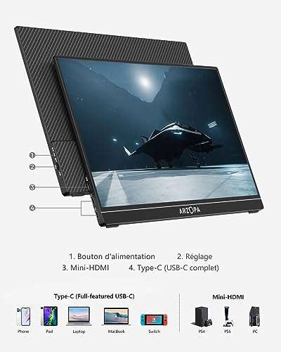 Ecran Portable 15.6 Arzopa - Full HD, 144Hz, IPS (Via Coupon - Vendeur  Tiers) –