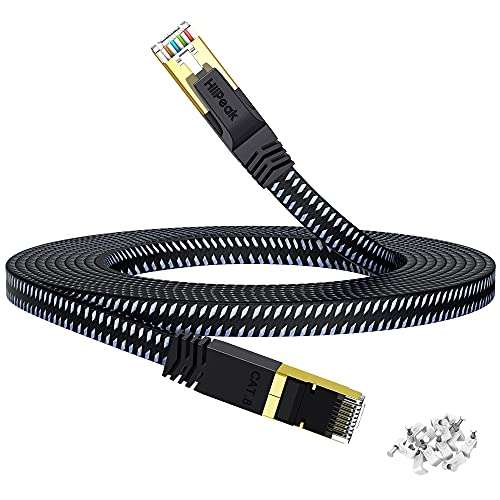 Cable Ethernet HiiPeak - 20m, Cat8, Plat, Nylon Tressé , 40 Gigabit/s