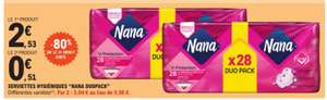 Lot de 2 paquets de serviettes hygiéniques Nana (2 x 28 serviettes)