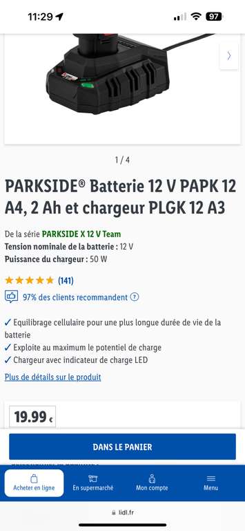 Batterie Parkside 12 V PAPK 12 A4, 2 Ah et chargeur PLGK 12 A3 - Plaisir (78)
