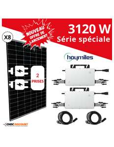 Kit solaire 3120W Plug&Play 8 Panneaux Jolywood 390W + 2 micro-onduleurs Hoymiles HMS1600