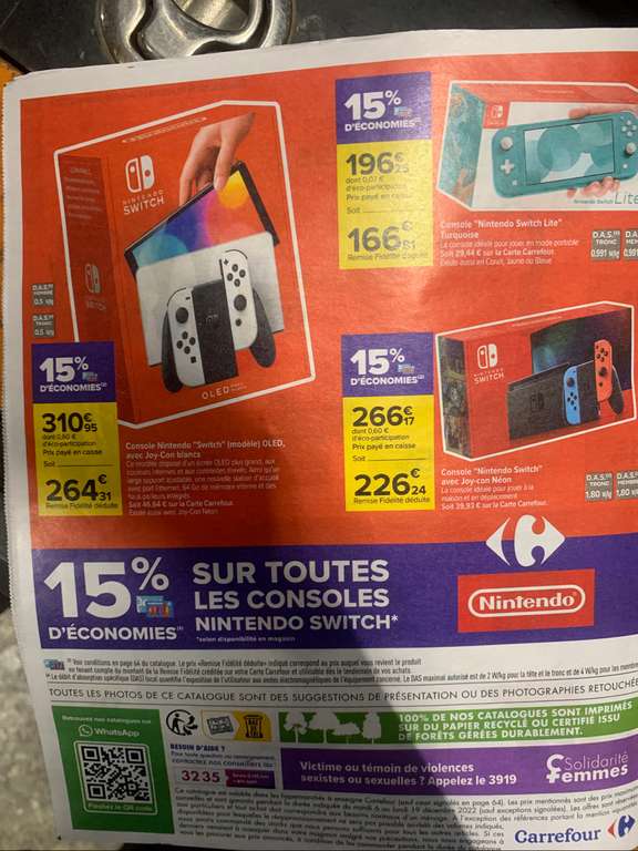 Console Nintendo Switch OLED avec paire de Joy-Con (Via 46.64€ sur la carte fidélité) - 249,31€ via 50DRVRD15 dans les magasins participants