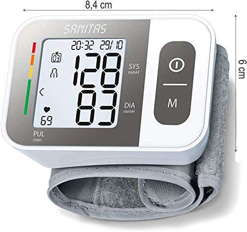 Tensiomètre au poignet Sanitas SBC 15, mesure automatique pression artérielle et pouls, fonction alerte troubles rythme cardiaque