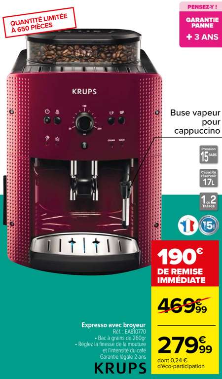 Machine à café expresso avec broyeur Krups EA810770 –