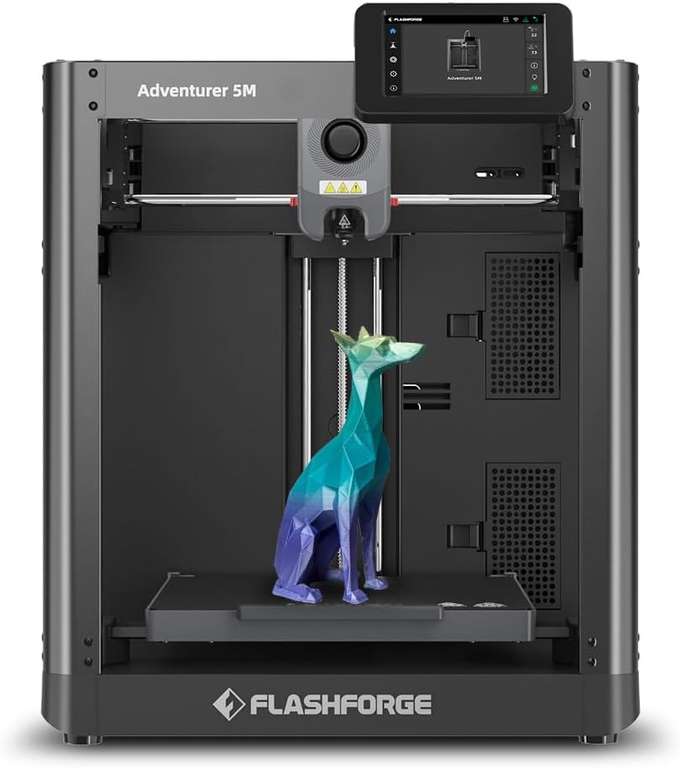 Imprimante 3D Flashforge Adventurer 5M (220 x 220 x 220 mm) - Mise à niveau automatique, Jusqu'à 600 mm/s, Ecran tactile 4.3" (Entrepôt EU)