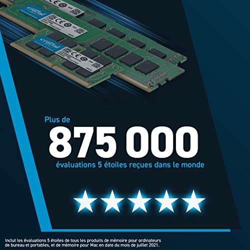 Mémoire RAM DDR5 Crucial - 16 Go, 4800 MHz, CL40, UDIMM (CT16G48C40U5)