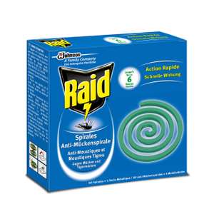 Spirales Extérieures Anti-Moustiques & Moustiques Tigres Raid - Action Rapide Jusqu'à 6h - 10 Spirales + 1 Socle Métallique